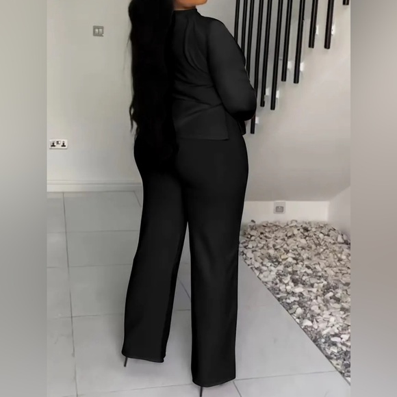 Plus Size Casual Solid Color Pants Set - Picture 4 of 4